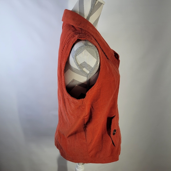 Rebecca Malone 100% Cotton Corduroy Vest Button Front Button Side Pockets Size M - Picture 7 of 12